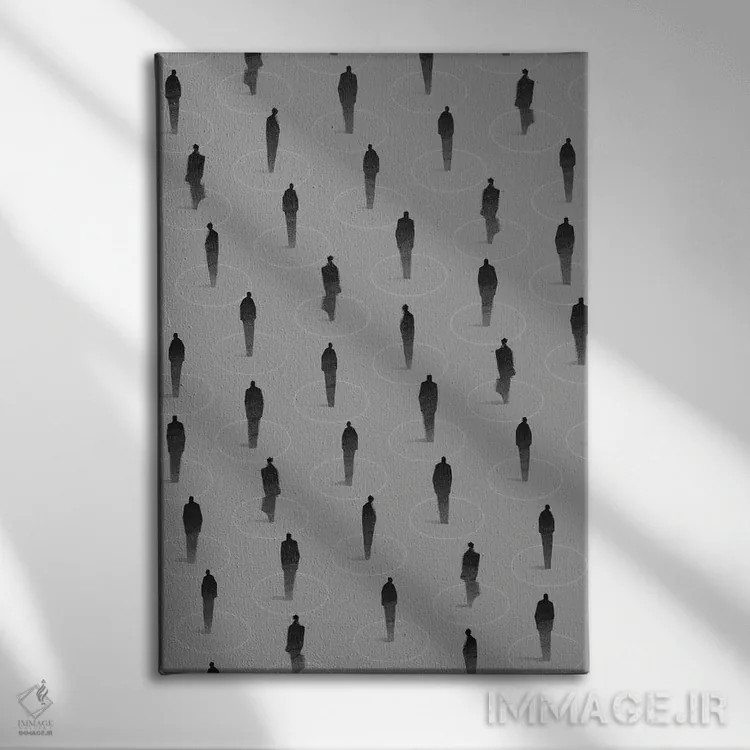 تابلو مدرن فاصله اجتماعی اثر والریا سیمانتوفسکایا - نمای روبهرو روی دیوار