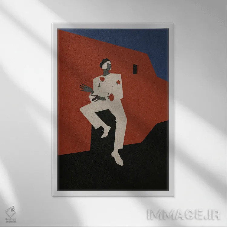 تابلو مدرن دختر گل به دست اثر والریا سیمانتوفسکایا - نمای قابدار سفید