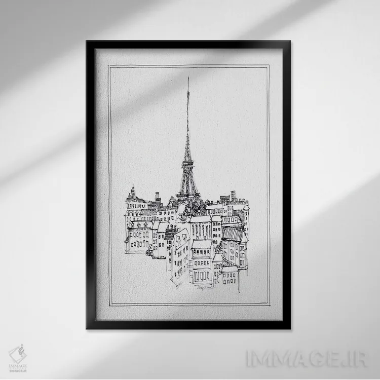 تابلو دکوراتیو برج ایفل اثر ایوری تیلمن - نمای قابدار مشکی