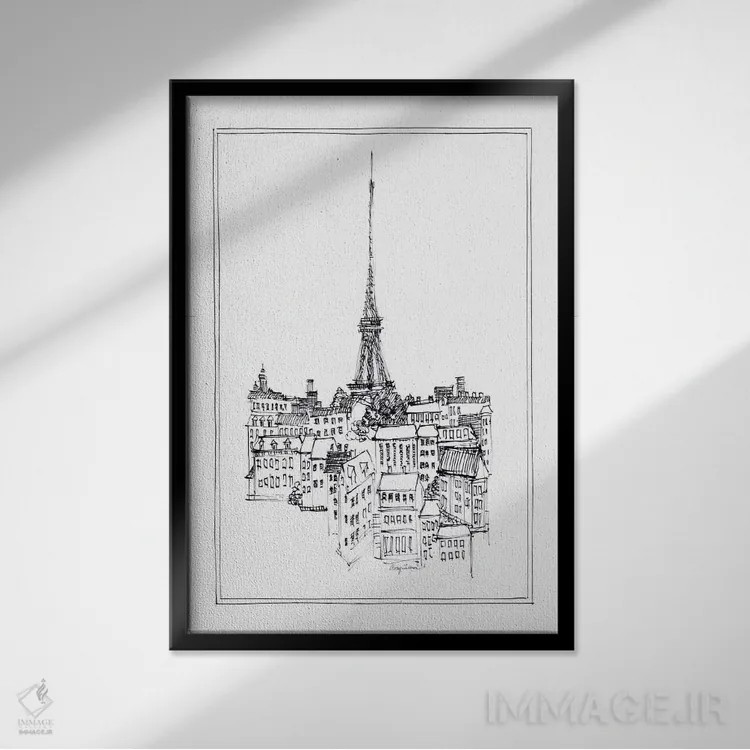 تابلو دکوراتیو برج ایفل اثر ایوری تیلمن - نمای قابدار مشکی