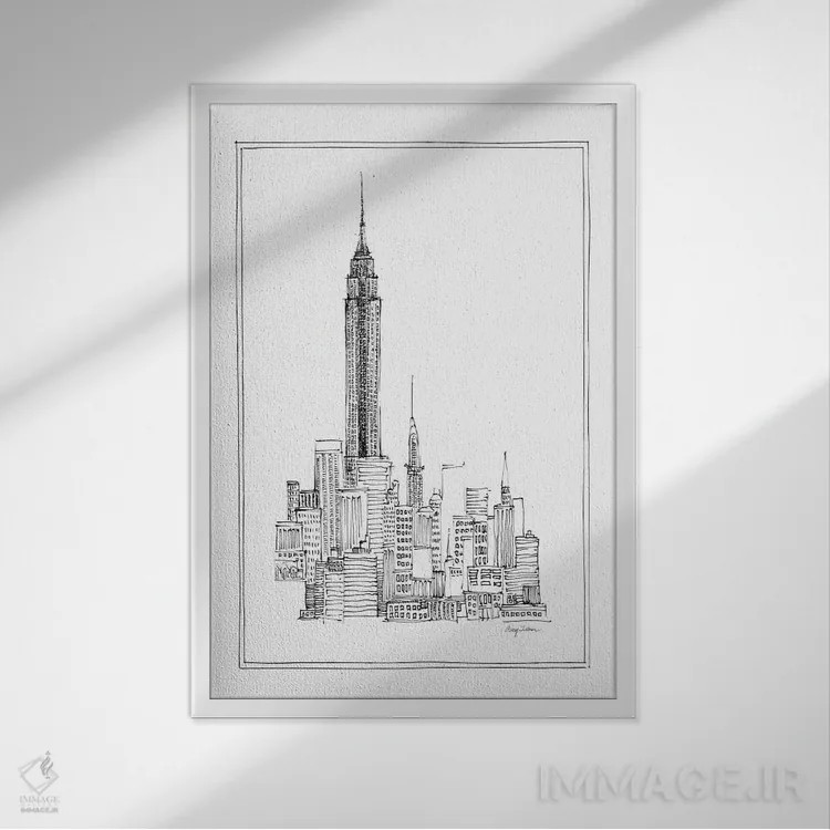 تابلو دکوراتیو امپایر استیت اثر ایوری تیلمن - نمای قابدار سفید