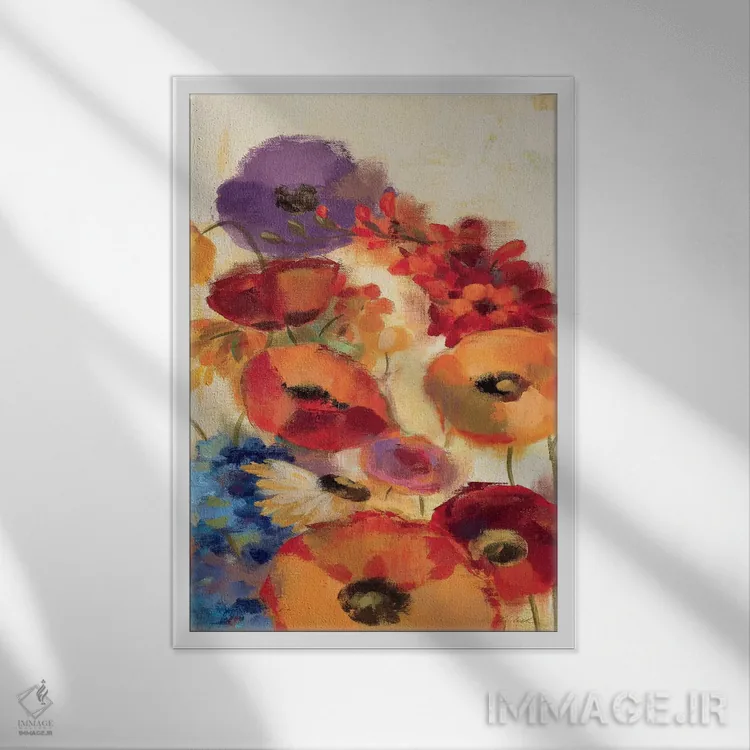 تابلو دکوراتیو پنل سوم باغ شاداب اثر سیلویا واسیلیوا - نمای قابدار سفید