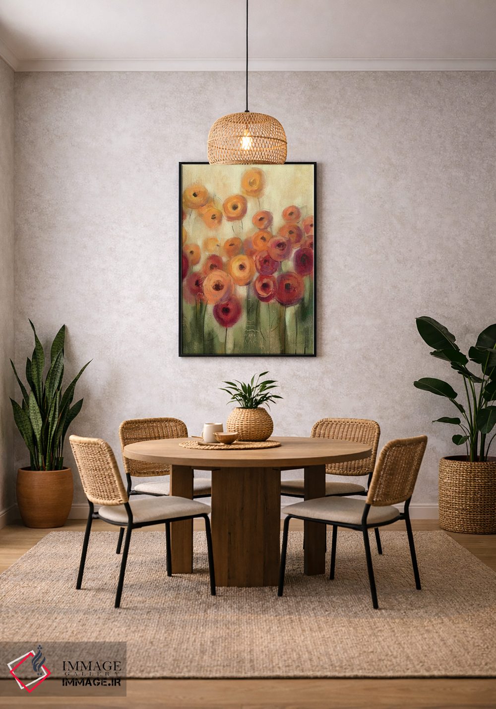 تابلو دکوراتیو مزرعه شقایق کره ای سه اثر سیلویا واسیلیوا - D4B