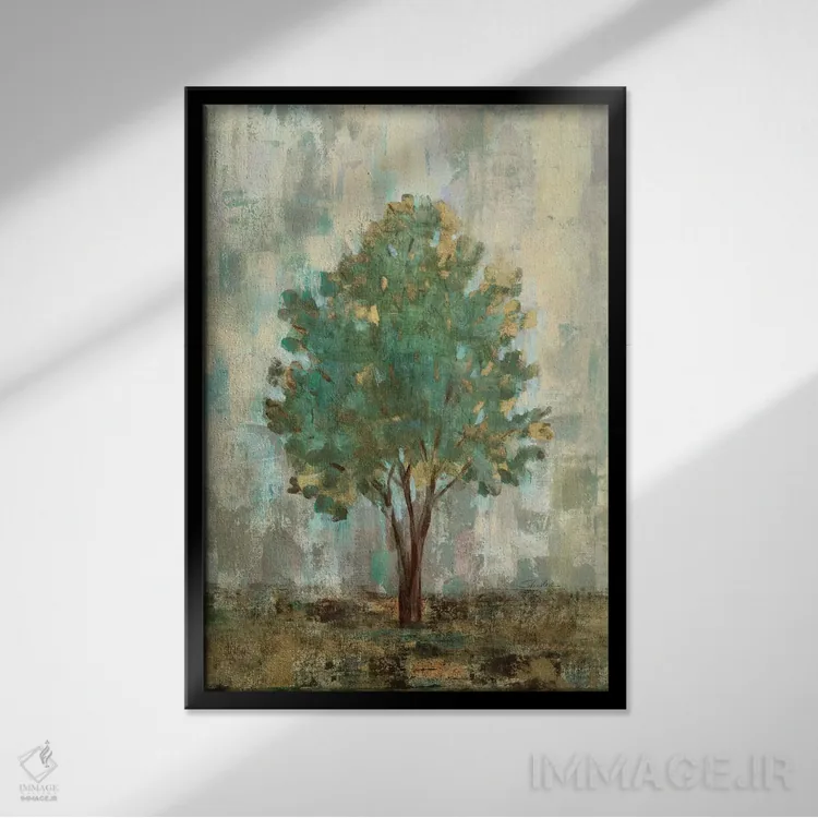 تابلو دکوراتیو درختان وردی دو اثر سیلویا واسیلیوا - نمای قابدار مشکی