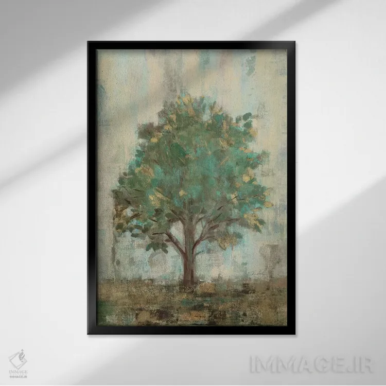 تابلو دکوراتیو درختان وردی یک اثر سیلویا واسیلیوا - نمای قابدار مشکی