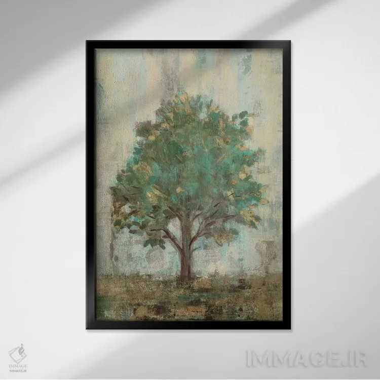 تابلو دکوراتیو درختان وردی یک اثر سیلویا واسیلیوا - نمای قابدار مشکی
