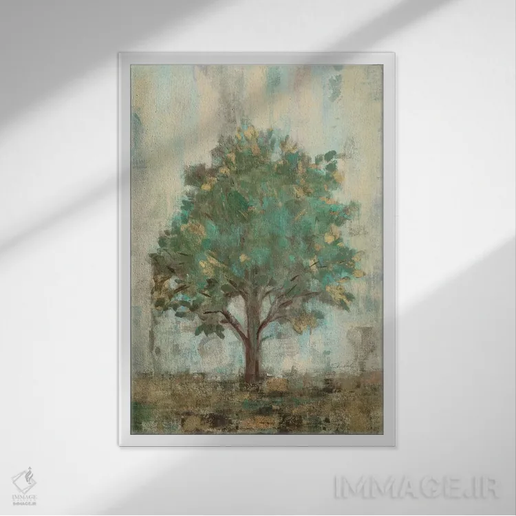 تابلو دکوراتیو درختان وردی یک اثر سیلویا واسیلیوا - نمای قابدار سفید