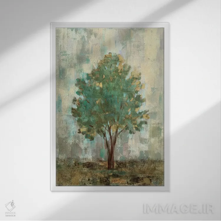 تابلو دکوراتیو درختان وردی دو اثر سیلویا واسیلیوا - نمای قابدار سفید