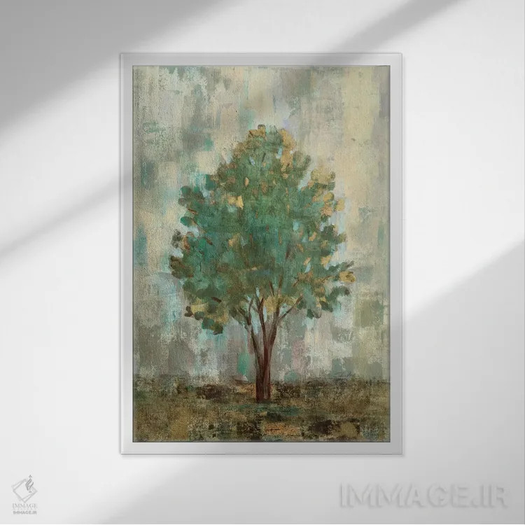 تابلو دکوراتیو درختان وردی دو اثر سیلویا واسیلیوا - نمای قابدار سفید