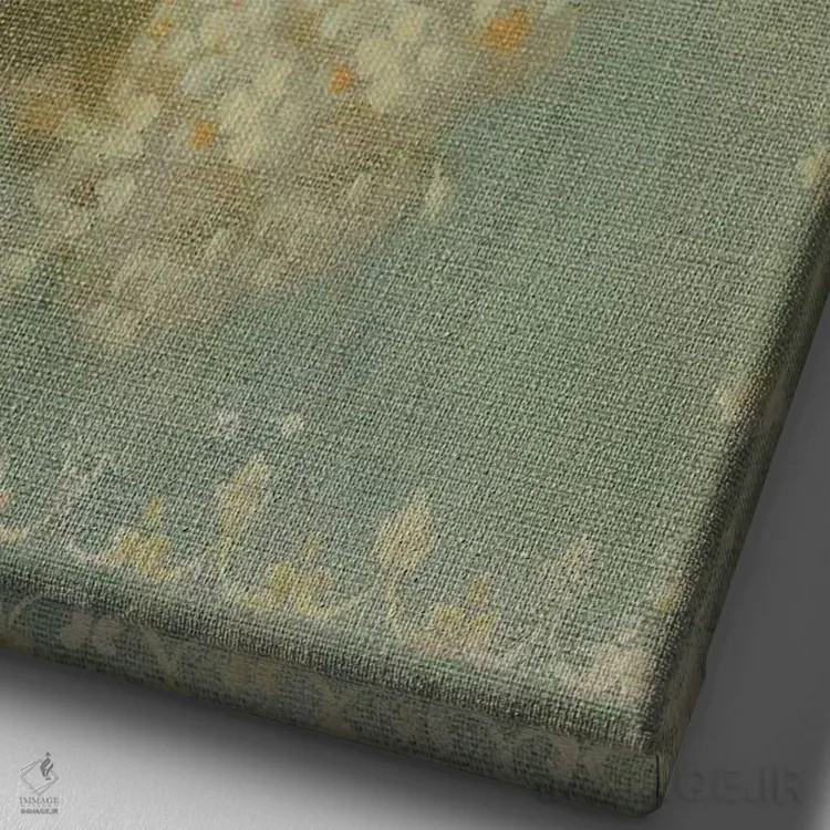 تابلو دکوراتیو رز روی زمینه سبز مریم گلی اثر دان هوی نای - نمای نزدیک بافت بوم