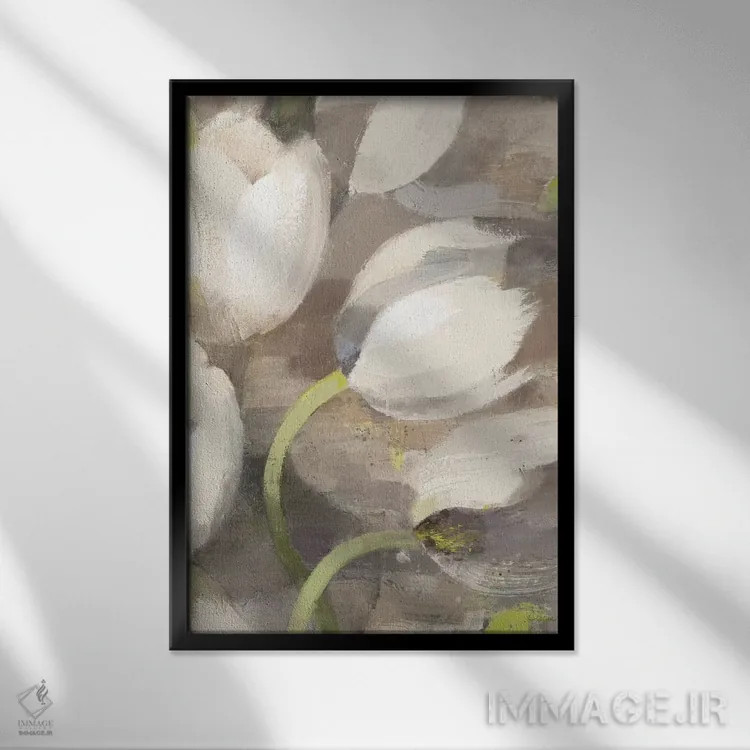 تابلو انتزاعی شادی لاله بخش دوم اثر آلبنا خریستوا - نمای قابدار مشکی