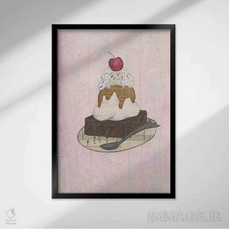 تابلو دکوراتیو لذت بستنی سنتی شماره چهار اثر کورتنی پرال - نمای قابدار مشکی
