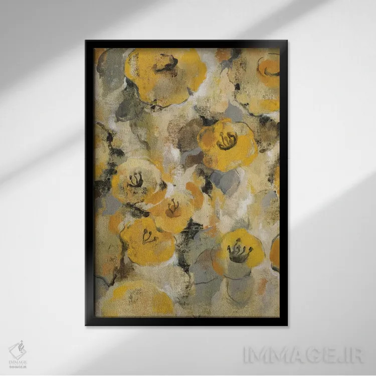 تابلو دکوراتیو گل زرد II اثر سیلویا واسیلیوا - نمای قابدار مشکی