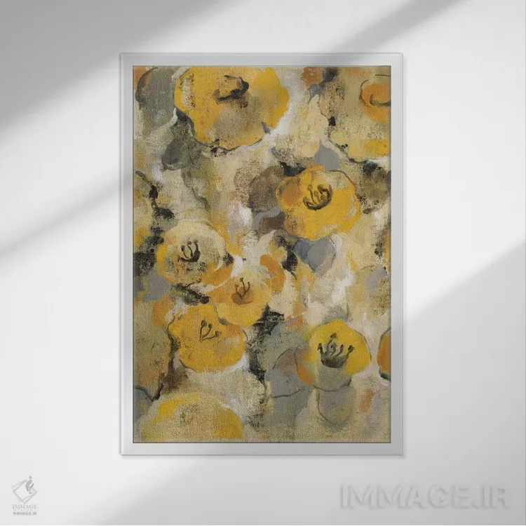 تابلو دکوراتیو گل زرد II اثر سیلویا واسیلیوا - نمای قابدار سفید