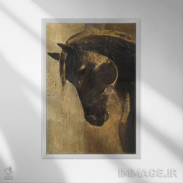 تابلو دکوراتیو اسب تروا II.A اثر آلبنا خریستوا - نمای قابدار سفید