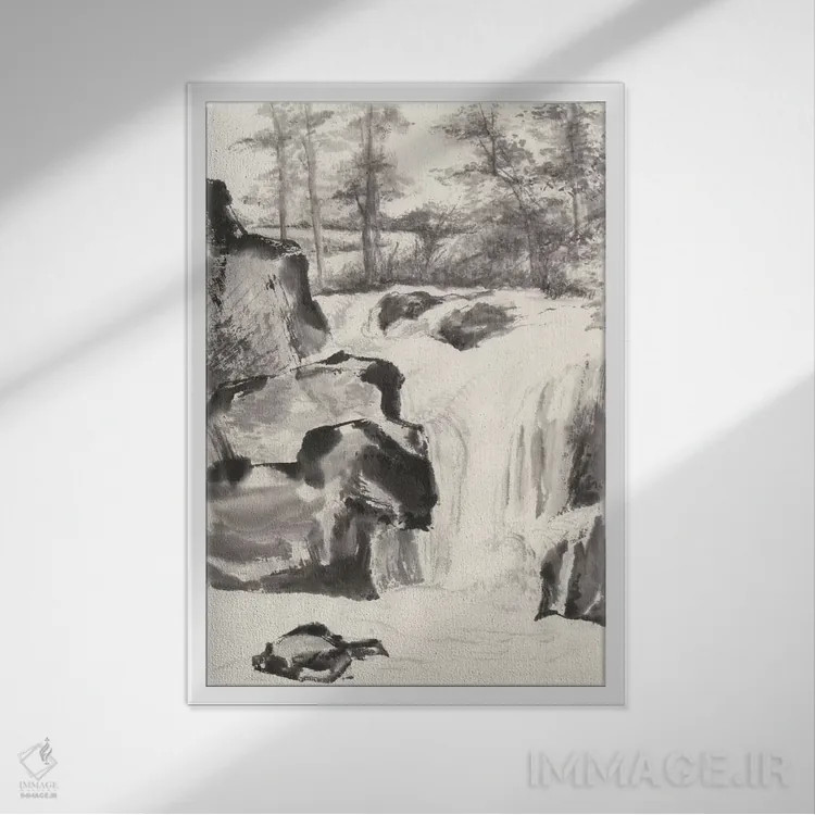 تابلو دکوراتیو آبشار سومـی I اثر کریس پاشکه - نمای قابدار سفید