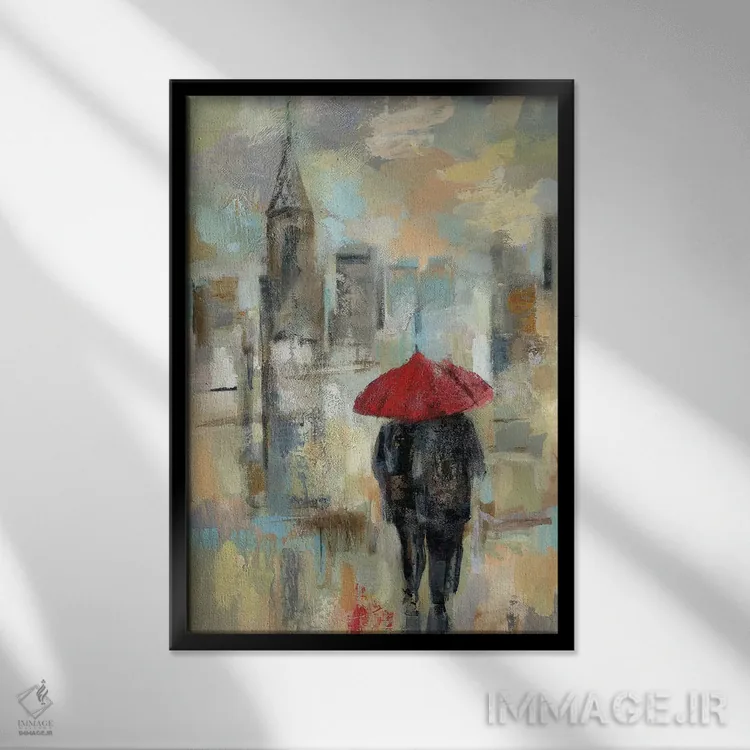 تابلو دکوراتیو باران در شهر I اثر سیلویا واسیلیوا - نمای قابدار مشکی