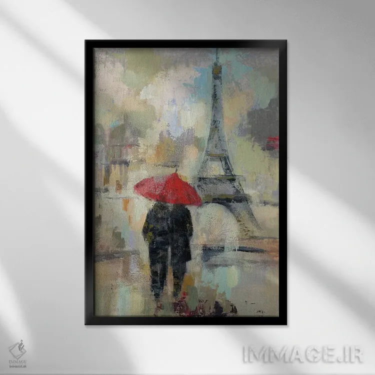 تابلو دکوراتیو باران در شهر II اثر سیلویا واسیلیوا - نمای قابدار مشکی