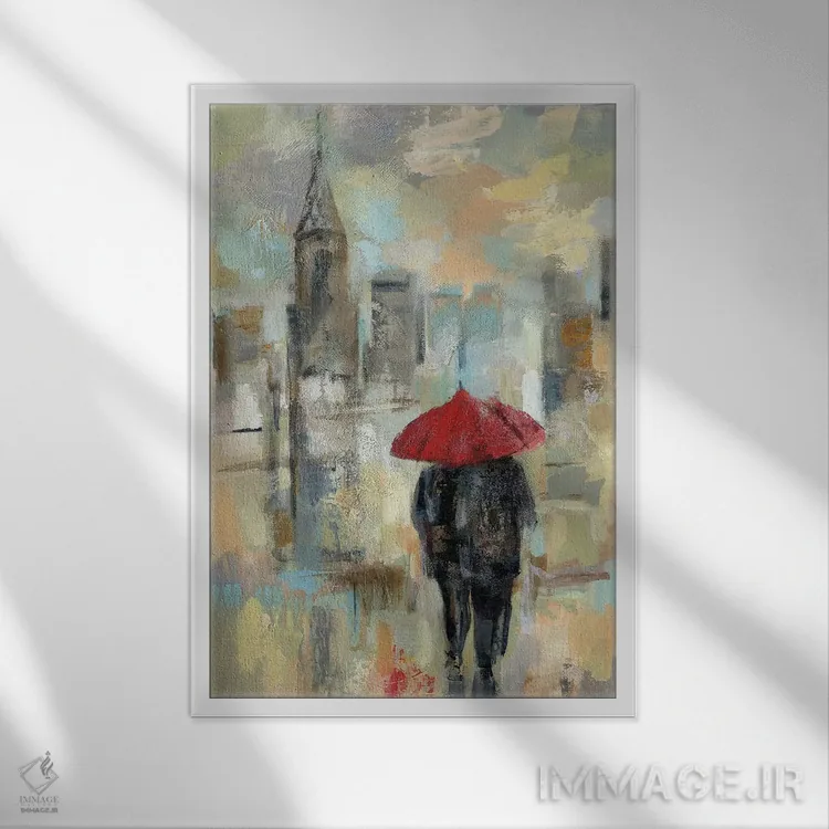 تابلو دکوراتیو باران در شهر I اثر سیلویا واسیلیوا - نمای قابدار سفید