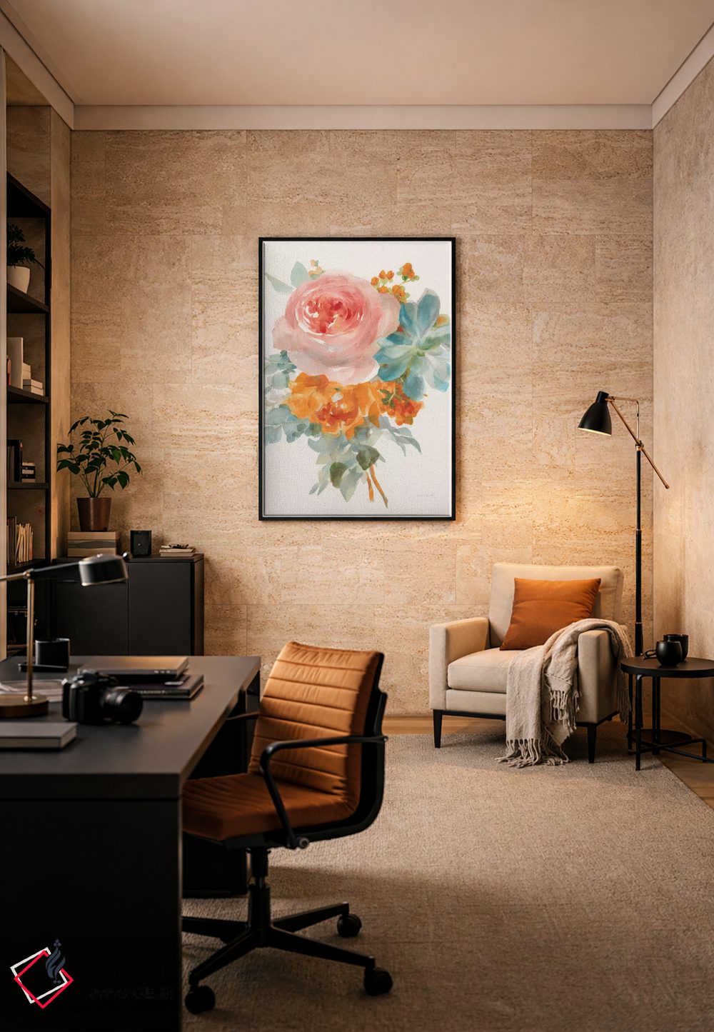 تابلو دکوراتیو Orange Red II,دسته گل باغ، نارنجی-قرمز دوم اثر دان هوی نای - D6B