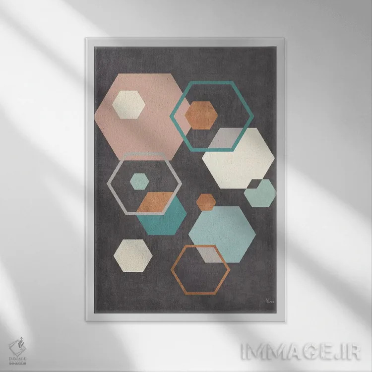 تابلو انتزاعی هندسه انتزاعی سوم مشکی اثر ورونیک شارون - نمای قابدار سفید