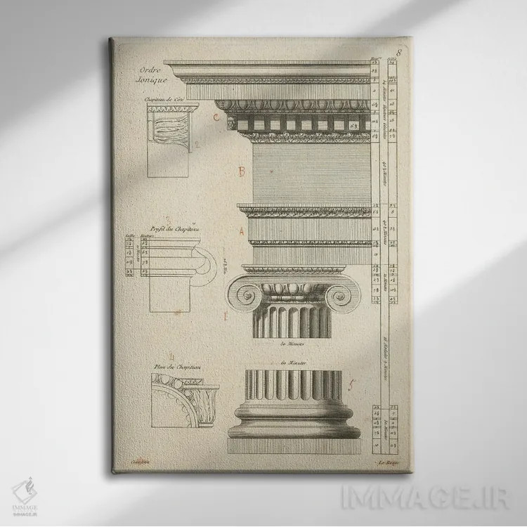 تابلو مینیمال طرح معماری ۲ اثر پورتفولیوی وایلد اپل - نمای روبهرو روی دیوار