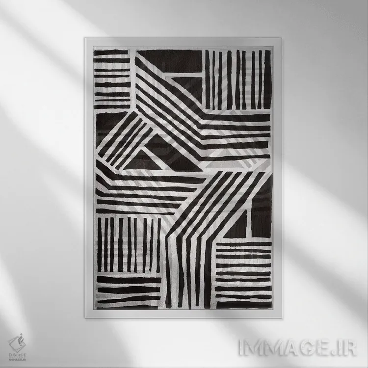 تابلو انتزاعی نوکومیس ۴ اثر رنه استرامل - نمای قابدار سفید