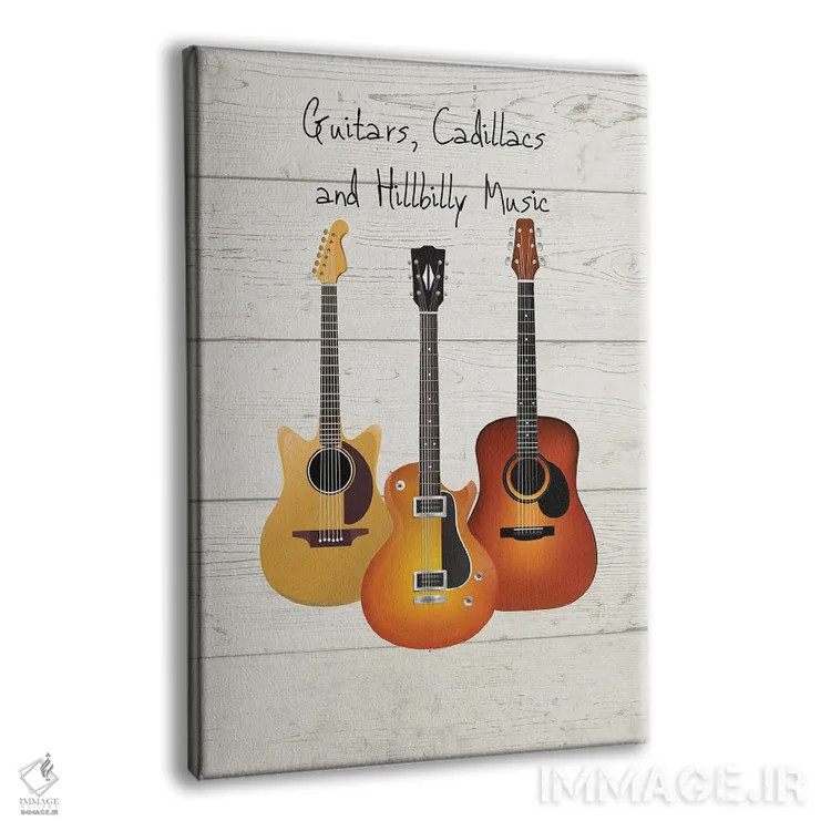 تابلو دکوراتیو Cadillacs And Hillbilly Music,گیتارها، کادیلاک ها و… اثر وردز اند موزیک آرت - نمای پرسپکتیو محصول