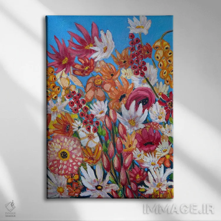 تابلو دکوراتیو نارنگی درخشان ۲ اثر وندی باچه - نمای روبهرو روی دیوار