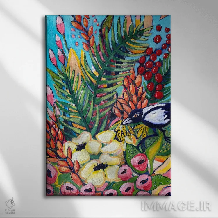 تابلو دکوراتیو کلاغ اثر وندی باچه - نمای روبهرو روی دیوار