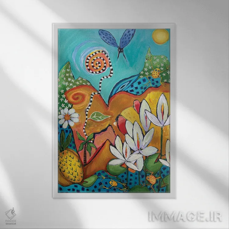 تابلو دکوراتیو برکه ۲ اثر وندی باچه - نمای قابدار سفید