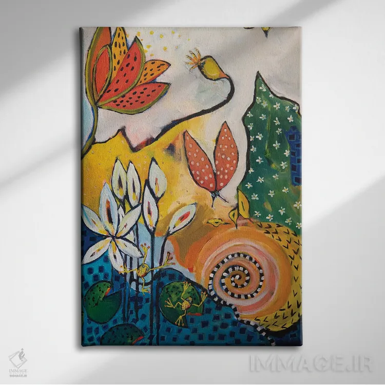 تابلو دکوراتیو برکه گرمسیری ۱ اثر وندی باچه - نمای روبهرو روی دیوار