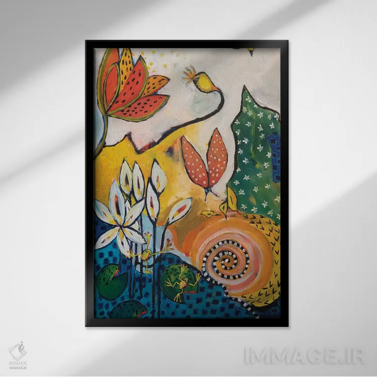 تابلو دکوراتیو برکه گرمسیری ۱ اثر وندی باچه - نمای قابدار مشکی