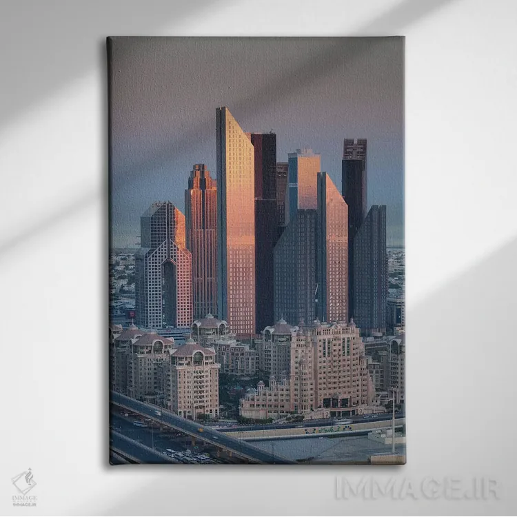 تابلو دکوراتیو Downtown Dubai. Skyscrapers on Sheikh Zayed Road from dow… اثر والتر بیبیکوف - نمای روبهرو روی دیوار