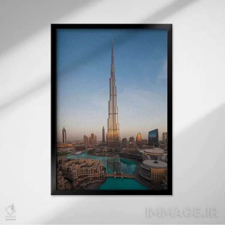 تابلو دکوراتیو Downtown Dubai. Cityscape with Burj Khalifa.,امارات، مرکز… اثر والتر بیبیکوف - نمای قابدار مشکی
