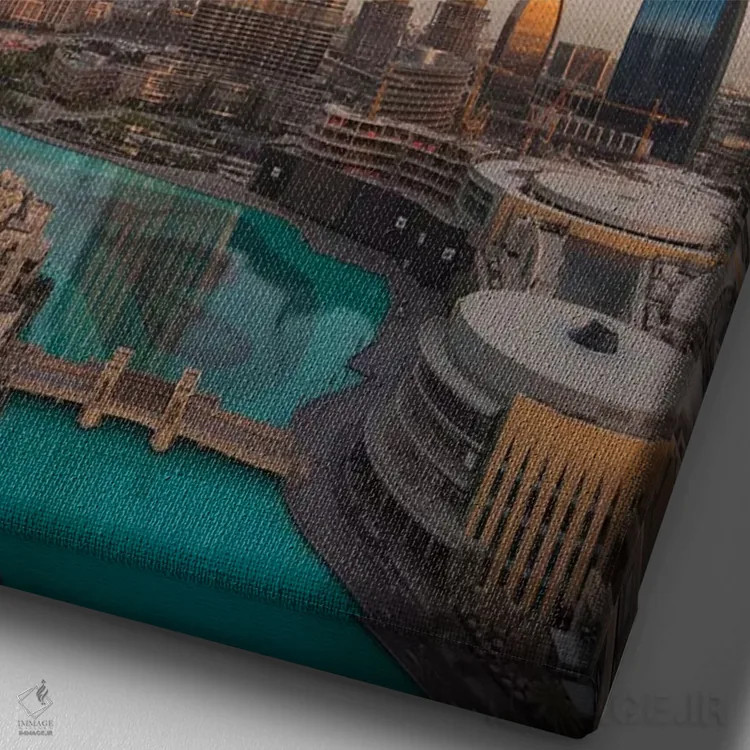 تابلو دکوراتیو Downtown Dubai. Cityscape with Burj Khalifa.,امارات، مرکز… اثر والتر بیبیکوف - نمای نزدیک بافت بوم