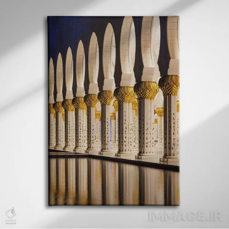 تابلو دکوراتیو Abu Dhabi. Sheikh Zayed bin Sultan Mosque arches II,امارا… اثر والتر بیبیکوف - نمای روبهرو روی دیوار