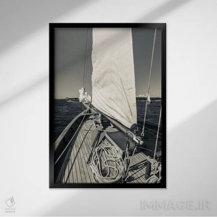 تابلو دکوراتیو Massachusetts, Cape Ann, Gloucester, schooner sails,آمریک… اثر والتر بیبیکوف - نمای قابدار مشکی