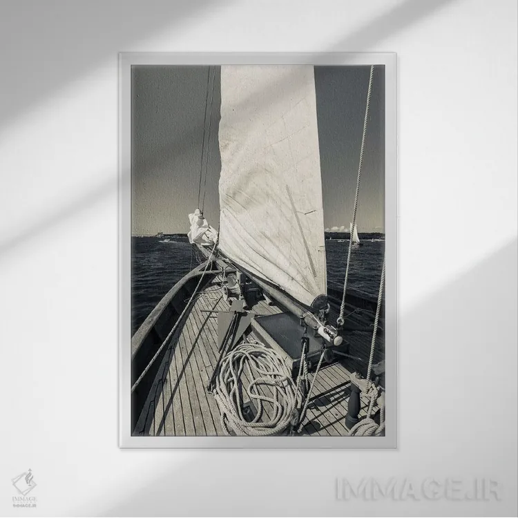 تابلو دکوراتیو Massachusetts, Cape Ann, Gloucester, schooner sails,آمریک… اثر والتر بیبیکوف - نمای قابدار سفید