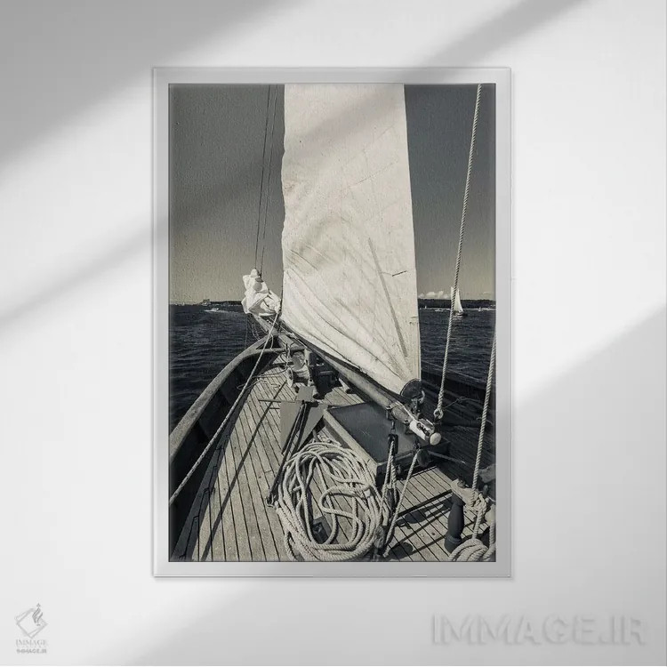 تابلو دکوراتیو Massachusetts, Cape Ann, Gloucester, schooner sails,آمریک… اثر والتر بیبیکوف - نمای قابدار سفید