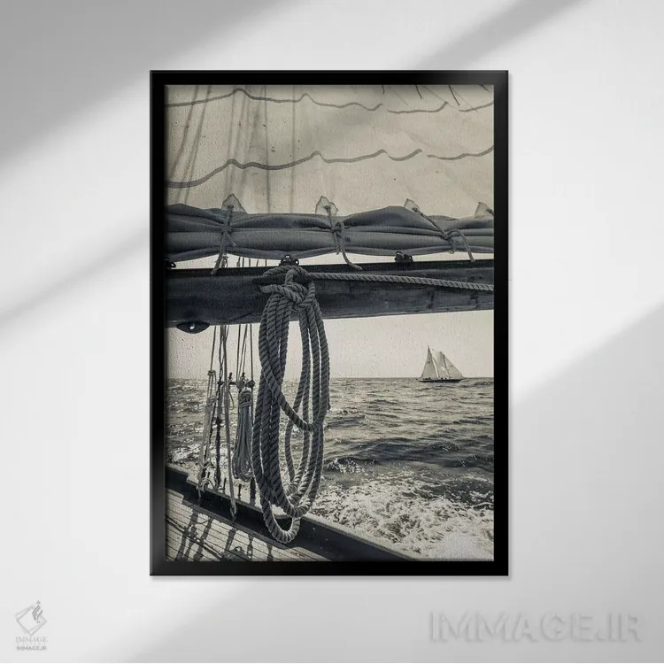تابلو دکوراتیو Massachusetts, Cape Ann, Gloucester, schooner sailing shi… اثر والتر بیبیکوف - نمای قابدار مشکی