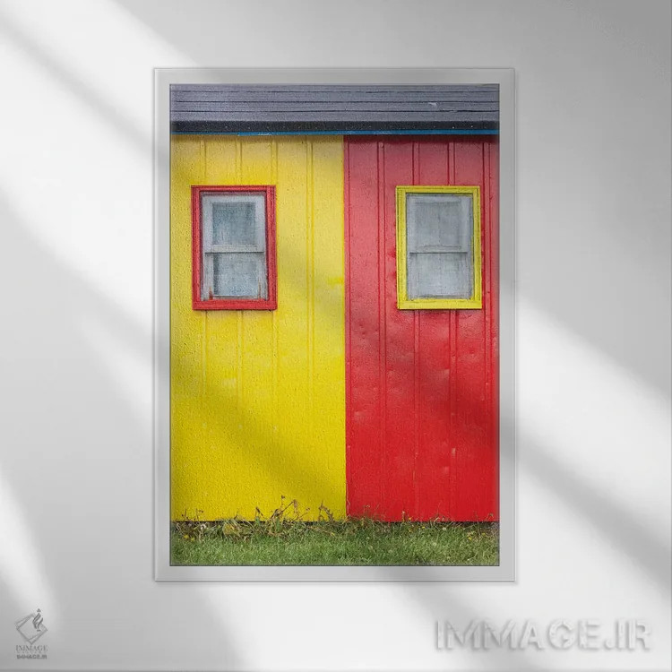تابلو دکوراتیو Quebec, Saint-Ulric, colorful motel detail,کانادا، کبک، س… اثر والتر بیبیکوف - نمای قابدار سفید