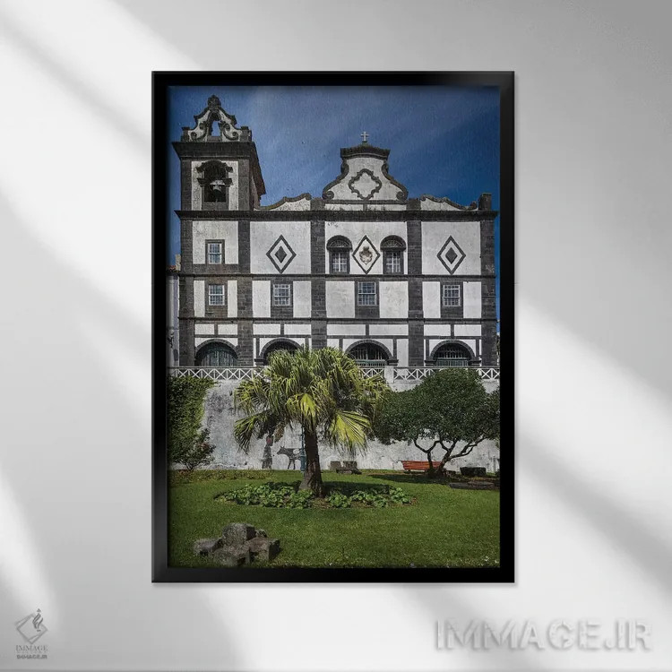 تابلو دکوراتیو Azores, Faial Island, Horta. Igreja de Sao Francisco exte… اثر والتر بیبیکوف - نمای قابدار مشکی