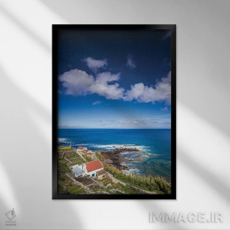 تابلو دکوراتیو Azores, Santa Maria Island, Maia. Elevated view of town a… اثر والتر بیبیکوف - نمای قابدار مشکی