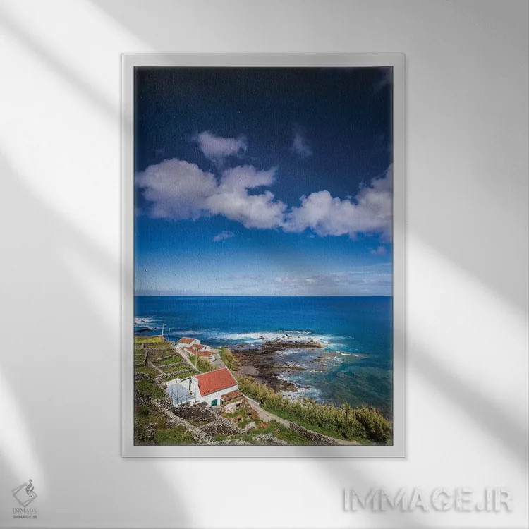 تابلو دکوراتیو Azores, Santa Maria Island, Maia. Elevated view of town a… اثر والتر بیبیکوف - نمای قابدار سفید