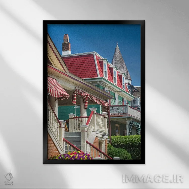 تابلو دکوراتیو New Jersey, Cape May. Victorian house detail.,آمریکا، نیو… اثر والتر بیبیکوف - نمای قابدار مشکی
