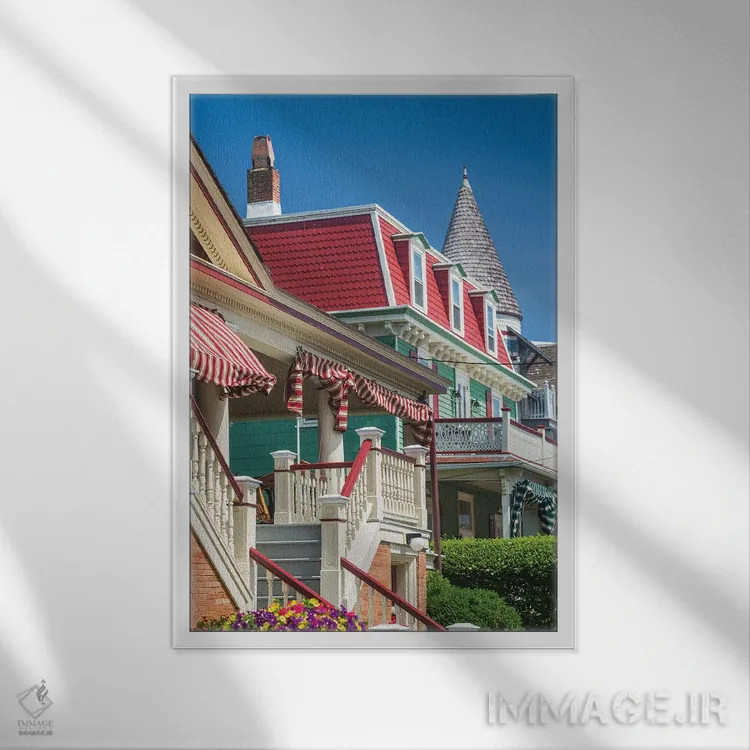 تابلو دکوراتیو New Jersey, Cape May. Victorian house detail.,آمریکا، نیو… اثر والتر بیبیکوف - نمای قابدار سفید