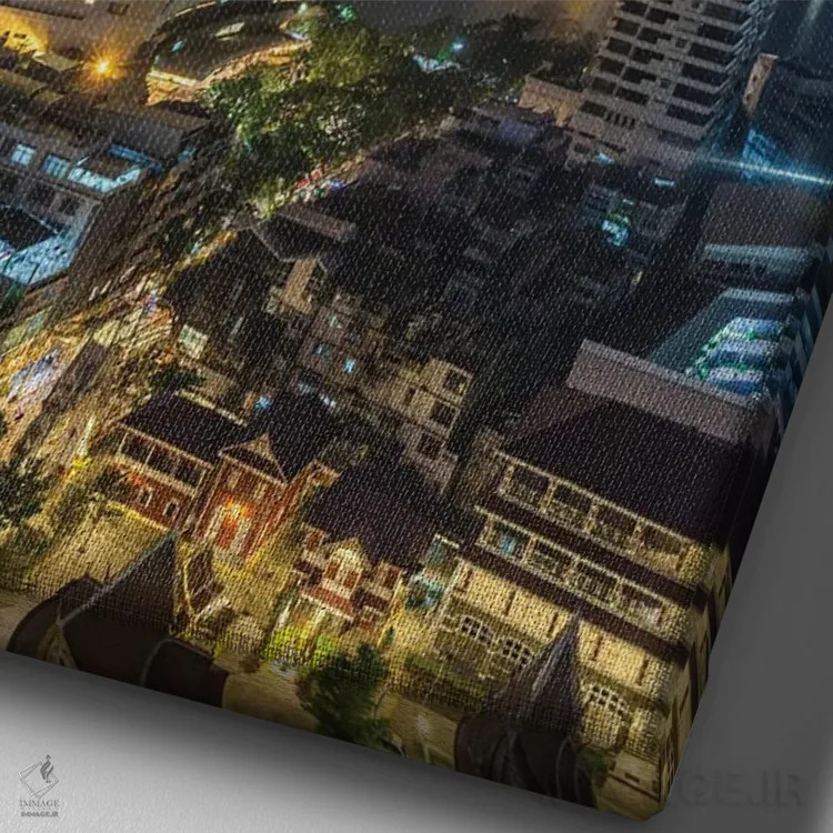 تابلو دکوراتیو Bangkok. Riverside, high angle skyline view with firework… اثر والتر بیبیکوف - نمای نزدیک بافت بوم