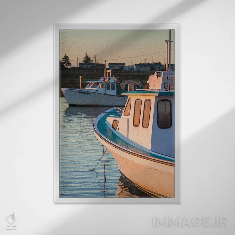 تابلو دکوراتیو Prince Edward Island, Malpeque. Small fishing harbor.,کان… اثر والتر بیبیکوف - نمای قابدار سفید