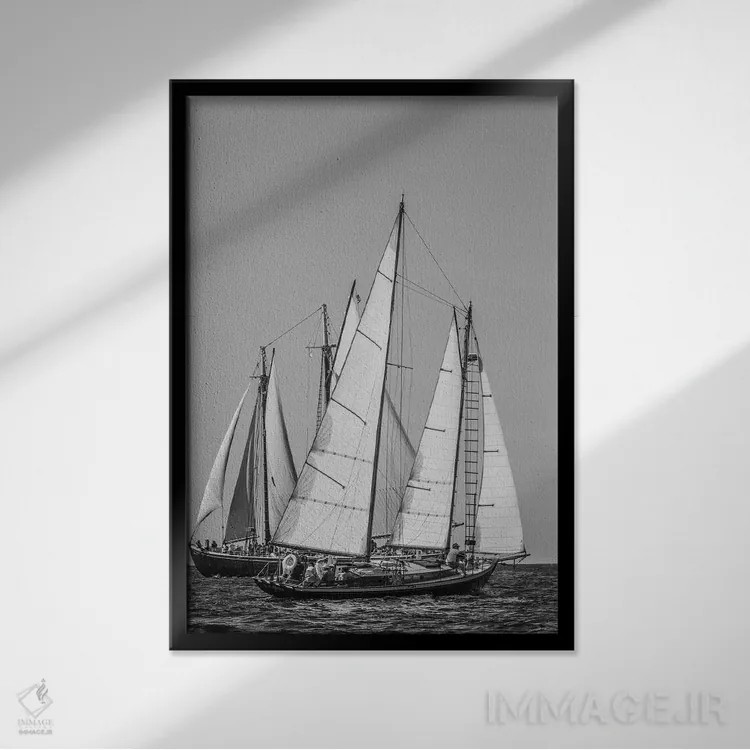 تابلو دکوراتیو Massachusetts, Cape Ann, Gloucester. Gloucester Schooner… اثر والتر بیبیکوف - نمای قابدار مشکی